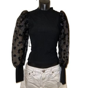 Women’s black sweater shirt with mesh pocket sleeves brand new never worn.